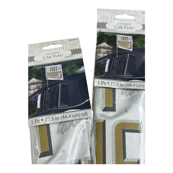 Source Unknown Other - WEDDING CAR DECORATION BUNDLE with 2 Just Married Car Flags & Car window